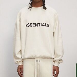 Essentials fear of god cream logo crewneck